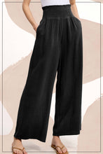 Load image into Gallery viewer, Millie-Smocked Waist High Waist Pants with Side Pockets