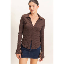 Load image into Gallery viewer, Reese- Textured Button-Up Collared Top