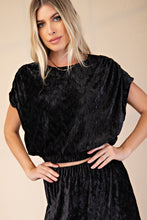 Load image into Gallery viewer, Britt- Round Neck Sleeveless Velvet Pleats Top