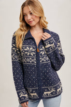 Load image into Gallery viewer, Janet- Nordic Print Knit Zipup Sweater Cardigan