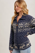 Load image into Gallery viewer, Janet- Nordic Print Knit Zipup Sweater Cardigan