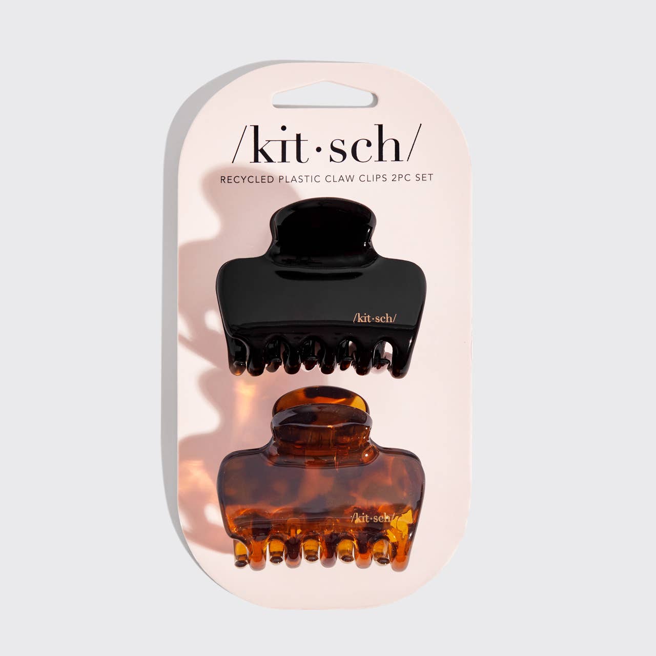 Recycled Plastic Medium Puffy Claw Clips 2pc Set- Black/Tort 