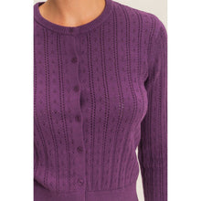 Load image into Gallery viewer, Cove- Pointelle Button-Down Cardigan