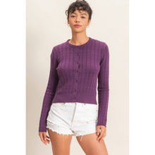 Load image into Gallery viewer, Cove- Pointelle Button-Down Cardigan