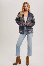 Load image into Gallery viewer, Janet- Nordic Print Knit Zipup Sweater Cardigan