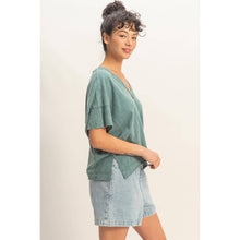Load image into Gallery viewer, Sally- Oversized V-Neck Short Sleeve Top