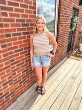 Load image into Gallery viewer, Shelby- Striped Crew Neck Sleeveless Knit Top