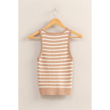 Load image into Gallery viewer, Shelby- Striped Crew Neck Sleeveless Knit Top