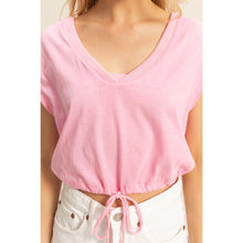Load image into Gallery viewer, Lucy- Cap Sleeve Drawstring Waist Knit Top