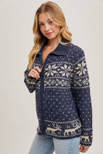 Load image into Gallery viewer, Janet- Nordic Print Knit Zipup Sweater Cardigan