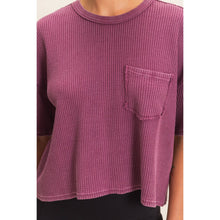 Load image into Gallery viewer, Jules- Mineral Wash Waffle Knit Pocket Top