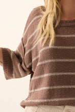 Load image into Gallery viewer, Palmer- Striped Knit Boat Neck 3/4 Sleeve Loose Sweater