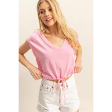 Load image into Gallery viewer, Lucy- Cap Sleeve Drawstring Waist Knit Top