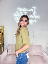 Load image into Gallery viewer, Kimber- Short-Sleeve Pointelle Ribbed Knit Sweater