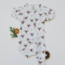 Load image into Gallery viewer, Reindeer Ribbed Zippy Romper Christmas Pajamas PJs Baby Xmas