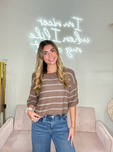 Load image into Gallery viewer, Palmer- Striped Knit Boat Neck 3/4 Sleeve Loose Sweater