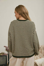 Load image into Gallery viewer, Ella- Henley Stripe Long Sleeve Sweater Top