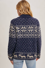 Load image into Gallery viewer, Janet- Nordic Print Knit Zipup Sweater Cardigan
