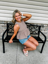 Load image into Gallery viewer, Isla-Gingham Sleeveless Peplum Top