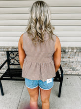 Load image into Gallery viewer, Isla-Gingham Sleeveless Peplum Top