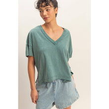 Load image into Gallery viewer, Sally- Oversized V-Neck Short Sleeve Top