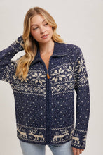 Load image into Gallery viewer, Janet- Nordic Print Knit Zipup Sweater Cardigan