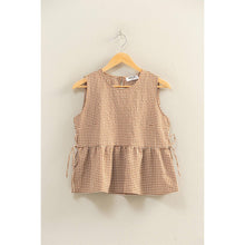 Load image into Gallery viewer, Isla-Gingham Sleeveless Peplum Top