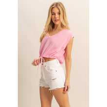 Load image into Gallery viewer, Lucy- Cap Sleeve Drawstring Waist Knit Top