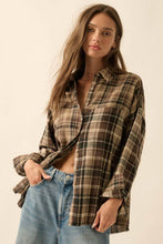 Load image into Gallery viewer, Lisa- Colorblock Plaid Flannel Button-Up Shirt
