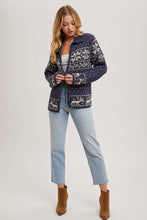 Load image into Gallery viewer, Janet- Nordic Print Knit Zipup Sweater Cardigan