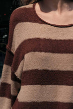 Load image into Gallery viewer, Abbi-Textured Striped Knit Rolled-Edge Sweater
