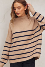 Load image into Gallery viewer, Zoey- High Neck Striped Sweater