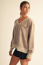 Load image into Gallery viewer, Sylvia- Exposed Seam V-Neck Pocket Pullover