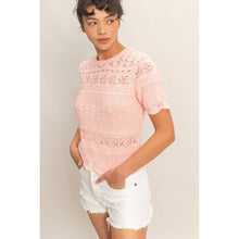 Load image into Gallery viewer, Margot- Textured Pointelle Knit Short Sleeve Top