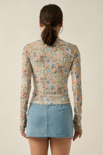 Load image into Gallery viewer, Andie- Floral-Print Mesh Mock-Neck Cropped Long-Sleeve Top
