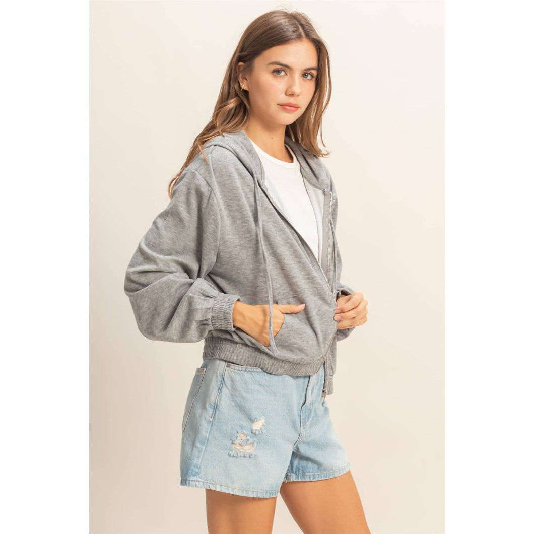 Holly- Gray- Hooded Zip-up Jacket