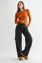 Load image into Gallery viewer, Charlie- Burnt Amber- Long-Sleeved Micro-Ribbed Top
