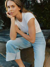 Load image into Gallery viewer, Easton- HIGH RISE CUFFED STRIPED JEANS

