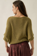Load image into Gallery viewer, Kimber- Short-Sleeve Pointelle Ribbed Knit Sweater
