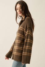 Load image into Gallery viewer, Laura- Textured Striped Knit Quarter-Zip Sweater
