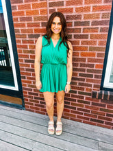 Load image into Gallery viewer, Alana- Woven Crinkle Draped Romper W Tie Open Back
