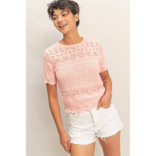 Load image into Gallery viewer, Margot- Textured Pointelle Knit Short Sleeve Top
