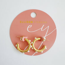 Load image into Gallery viewer, Pearl Accent Hoop Earrings – Modern Gold Elegance
