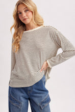 Load image into Gallery viewer, Alina- OVERSIZED BOXY STRIPED KNIT LONG SLEEVE TOP
