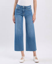 Load image into Gallery viewer, Drew- HIGH RISE RAW HEM CROP SLIM WIDE JEANS
