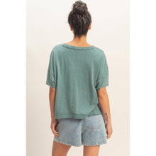 Load image into Gallery viewer, Sally- Oversized V-Neck Short Sleeve Top
