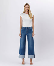 Load image into Gallery viewer, Aiden- HIGH RISE CUFFED ANKLE WIDE LEG JEANS
