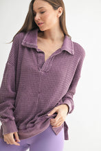 Load image into Gallery viewer, Joelle- Chunky Waffle Mineral Wash Collared Sweater
