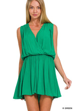 Load image into Gallery viewer, Alana- Woven Crinkle Draped Romper W Tie Open Back
