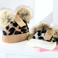 Load image into Gallery viewer, Double Pom Kid Leopard Beanie
